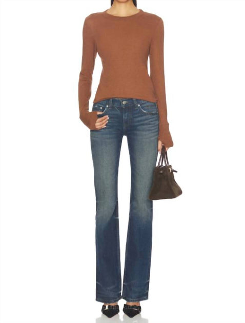 Enza Costa Easy Cuffed Crew Top Brown Large 3