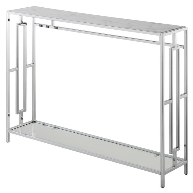 Convenience Concepts Town Square Console Table White/Chrome 2