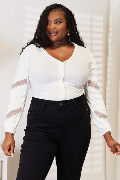 TRUEDAMES Double Take V-Neck Dropped Shoulder Blouse White Small 2
