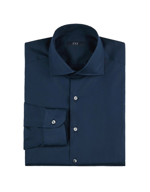 FAY Stretchstoff Hemd Marineblau Small 2