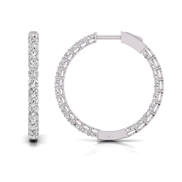 Diana M Lab 14KT White Gold 10CT TW Round Hoop Earrings Silver 3