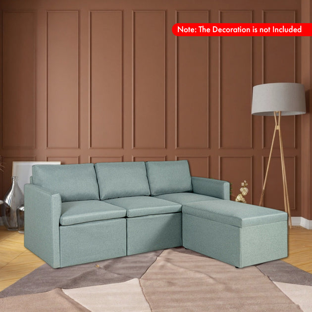 Hivvago L-Shaped Sectional Couch Green 3