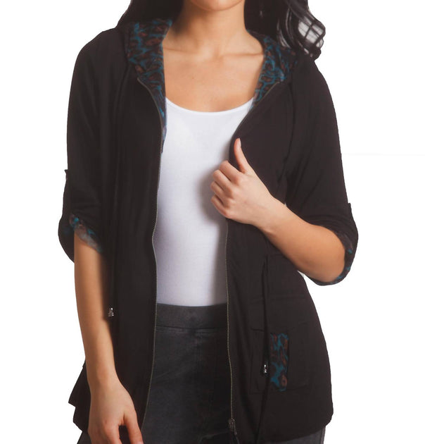 ANGEL Abstract Hooded Jacket Black Medium 2