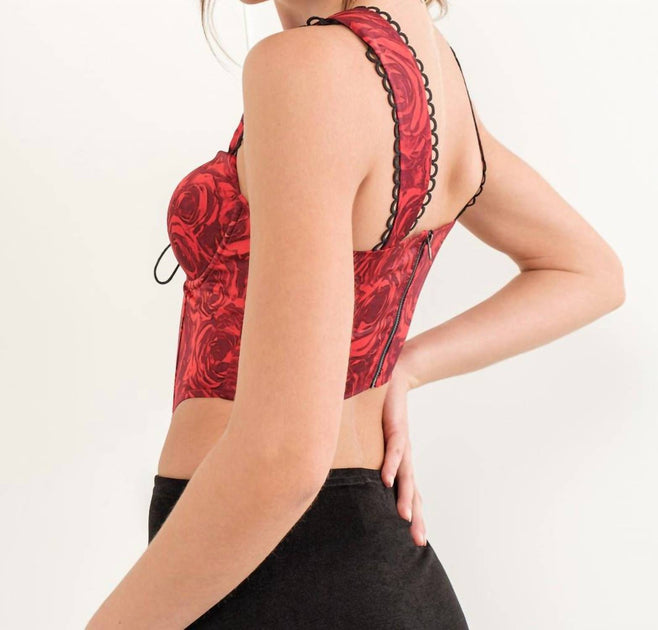 Pretty Garbage Valentina Rose Corset Top Red Small 3
