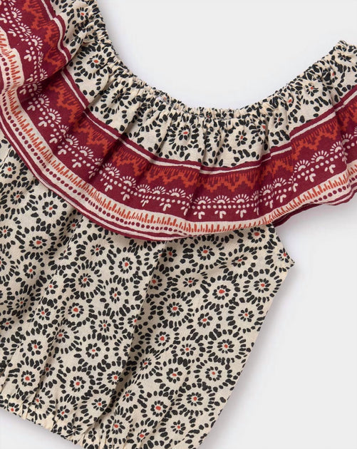 Mayoral Girls Printed Blouse Brown US 12 4
