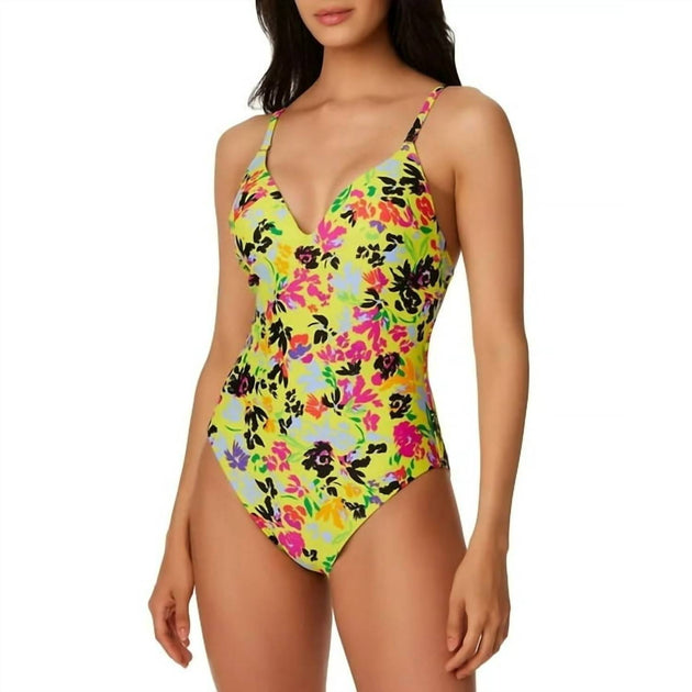 Bar III Floral One Piece Swimsuit Multi Medium 2