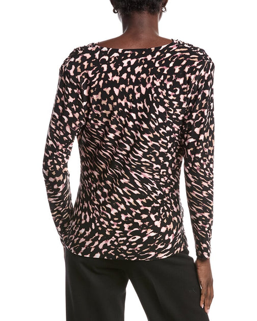 Anne Klein Printed Top Black Large 3