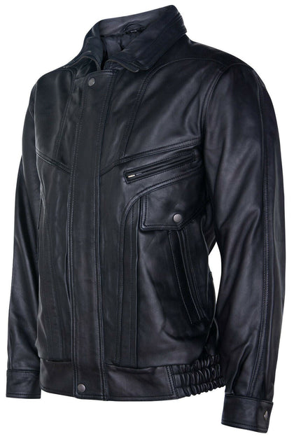 Infinity Mens Leather Bluson Tailored Bomber Jacket Brown Small 3