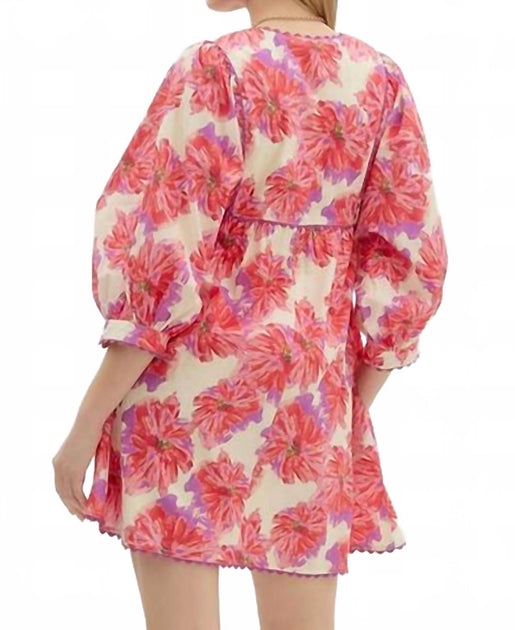 entro Floral Babydoll Mini Dress Red Medium 3