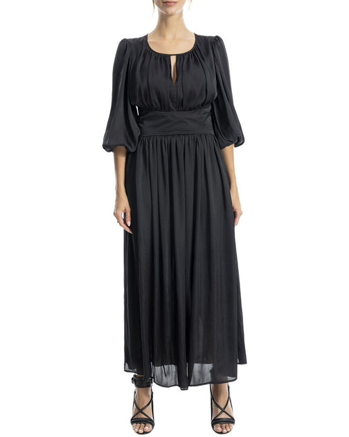 Max Studio Satin Elbow-Sleeve Maxi Dress Black Medium 2