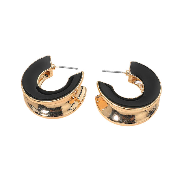 FASHNZFAB Chunky Open Hoop Earrings Silver 6