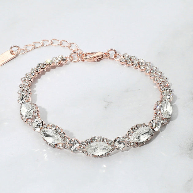 FASHNZFAB Marquise Stone Accented Bracelet Silver 4