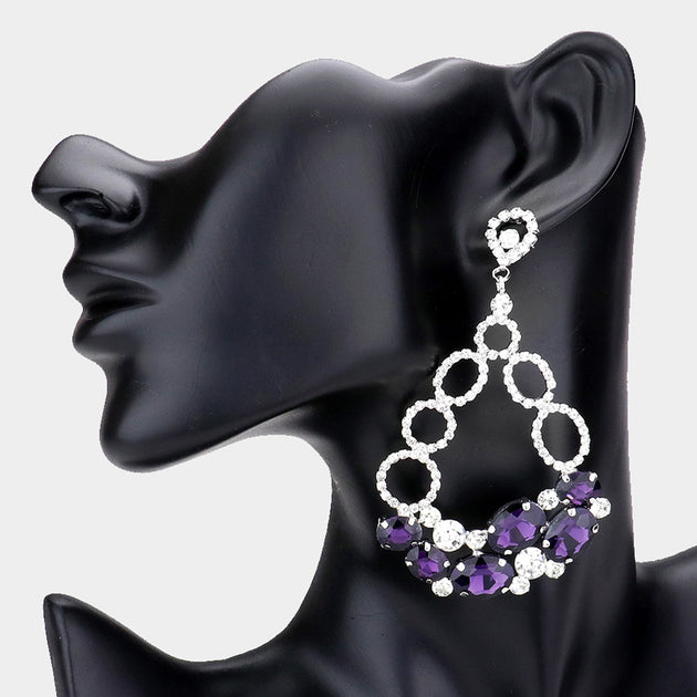 FASHNZFAB Teardrop Dangle Earrings Purple 3