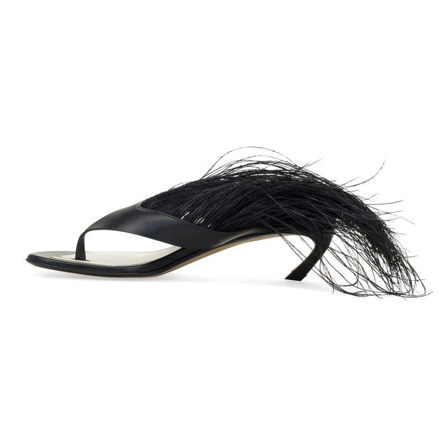 Lanvin Swing Feather 45mm Sandals Black EU 36 3