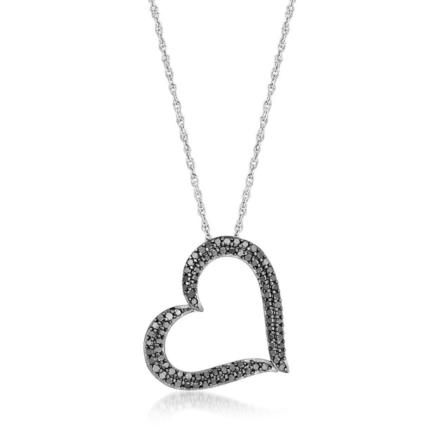Ross-Simons Black Diamond Heart Pendant Necklace Black 3