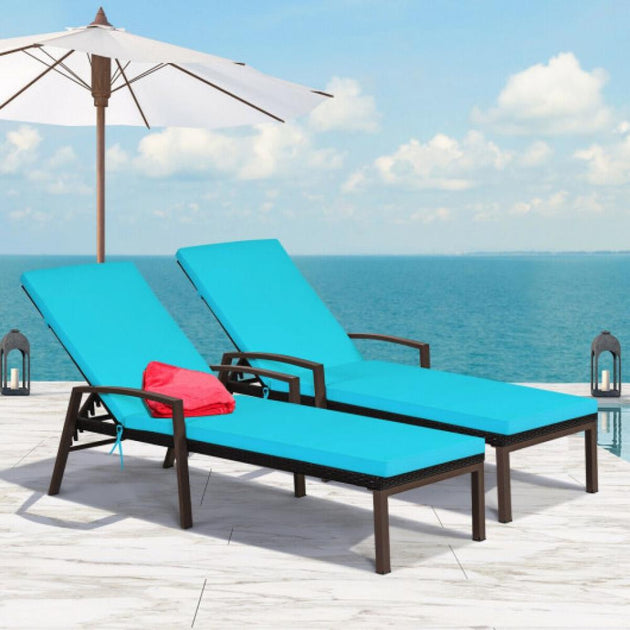 Hivvago Patio Rattan Lounge Chair Turquoise 6