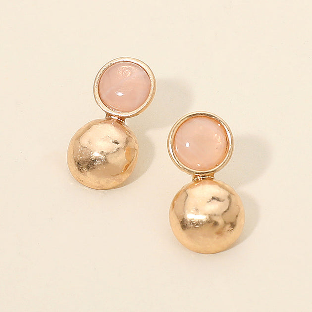 FASHNZFAB Dual Dome Stone Accent Stud Earrings Silver 4