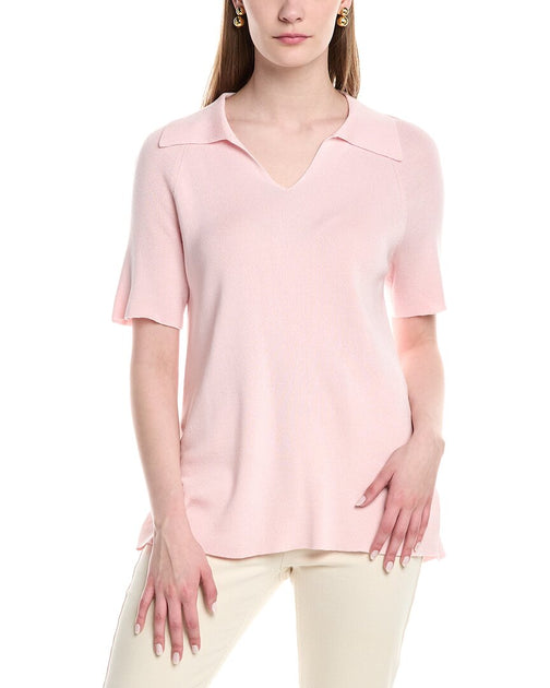 Lafayette 148 New York Polo Pullover mit Schlitzhalsausschnitt 2