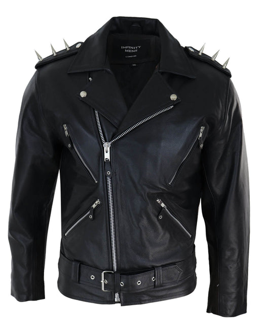 TruClothing Cross Zip Biker Leather Jacket Black 4XLarge 2