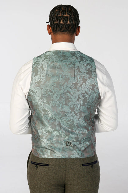 Infinity Tweed Formal Waistcoat Olive Green US 48 Regular 4