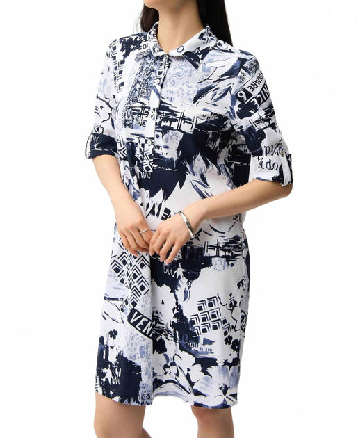 Robe Chemise Joseph Ribkoff Stretch Poplin Multi US 12 3