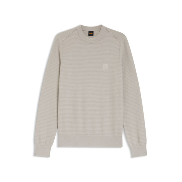 Boss Baumwoll-Kaschmir Pullover mit Logo-Patch beige Large 2