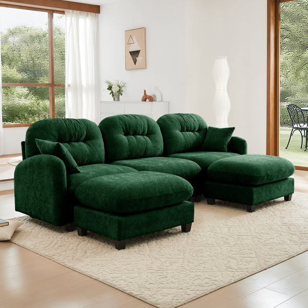 Streamdale Modular U-Shaped Chenille Couch Green 3