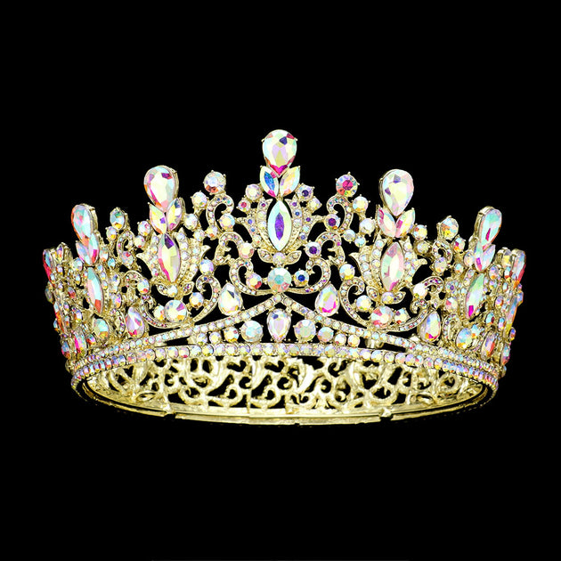 FASHNZFAB Teardrop Marquise Stone Accented Crown Tiara Multi 3
