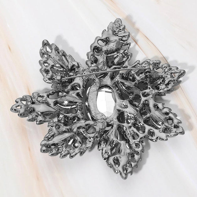 FASHNZFAB Floral Stone Pin Brooch Pink 3
