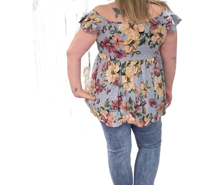 BLAKELEY Sloane Floral Top Bleu 1X 4