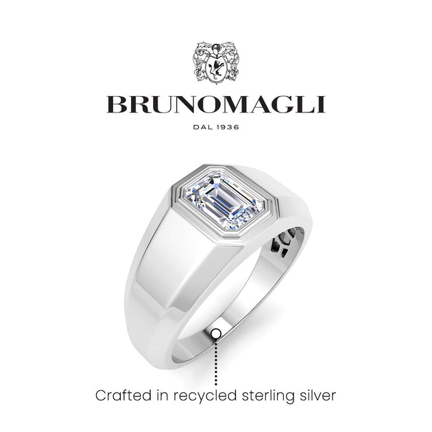 Bruno Magli Men's Solitaire Ring Silver US 9 7