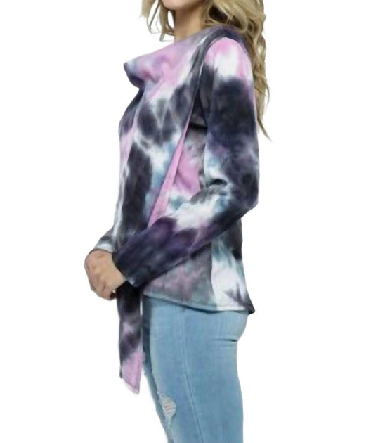Ellis Cowl Asymmetric Tie Dye Top Pink 2X 4