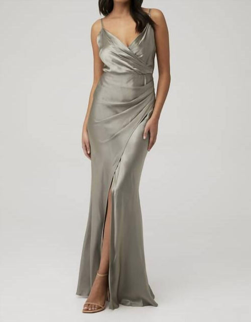 Shona Joy La Lune Cross Draped Maxi Dress In Sage
