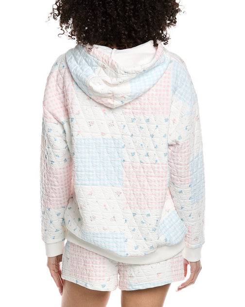 Vintage Havana Patchwork Quilted Hoodie Blau Medium 3