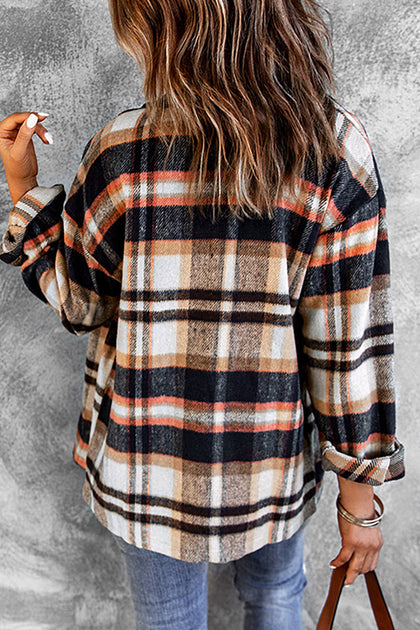 TRUEDAMES Geometric Plaid Print Pocketed Shacket Multi 2X 3