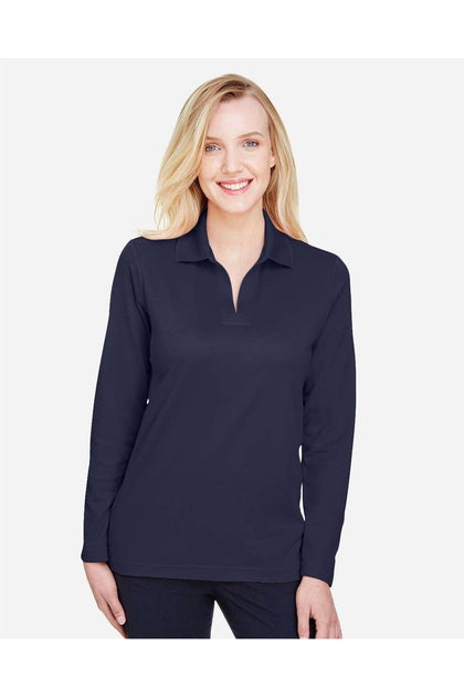 Devon & Jones CrownLux Performance Plaited Long Sleeve Polo Blue XXXLarge 4