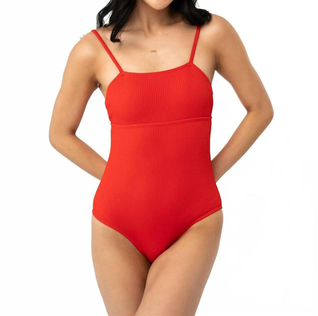 Coral Reef Swim Shoreline One Piece Swimsuit Red Large 2