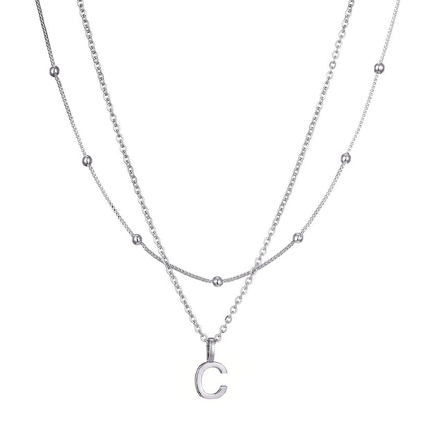 Adornia Layered Initial Necklace Silver 4