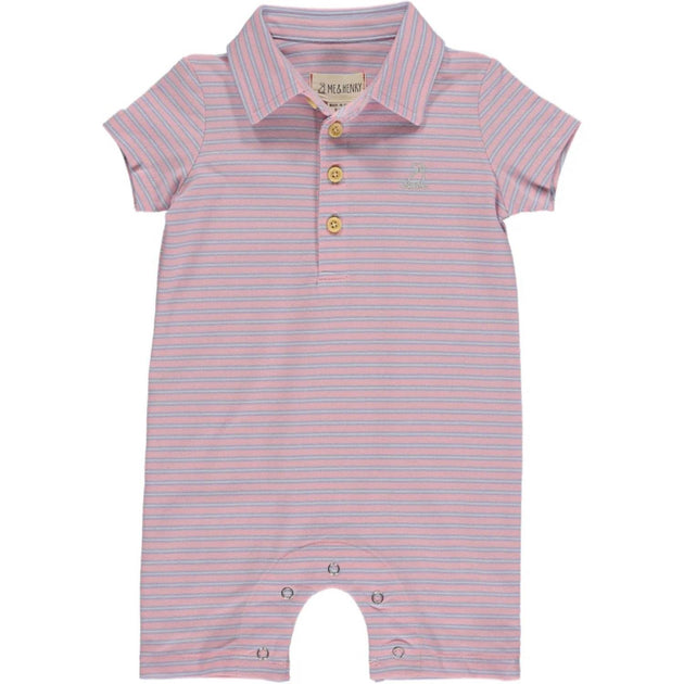 ME & HENRY Drift Stripe Polo Romper Purple 3-6 Months 2