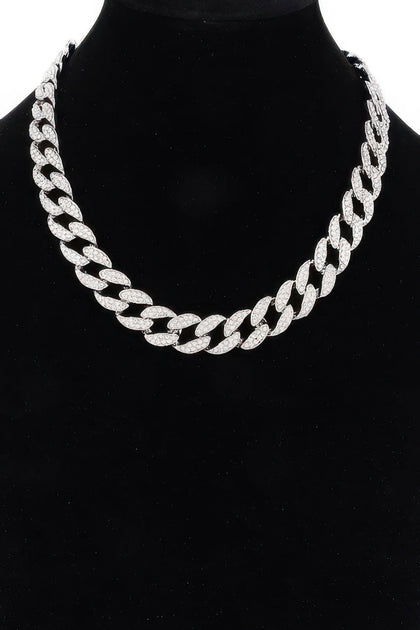 TRUEDAMES Hammered Bulk Chain Necklace Black 3