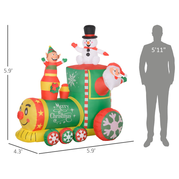BreeBe 6ft Inflatable Christmas Train Green 4