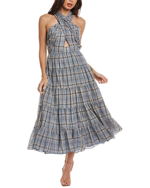 Ulla Johnson Tiered Midi Dress Blue US 8 2