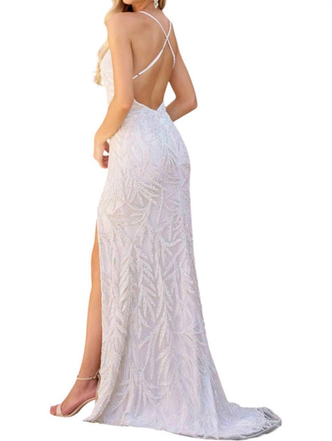 Primavera V-Neck Backless Prom Dress Purple US 0 3