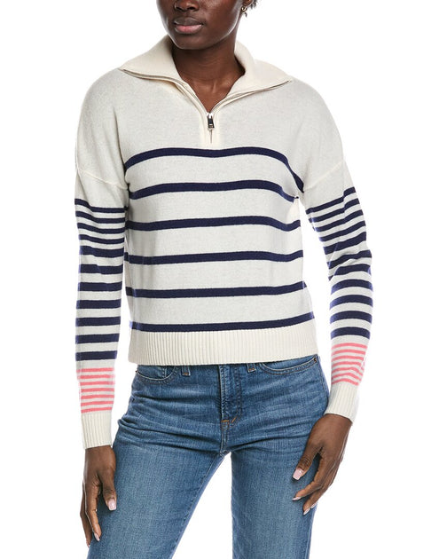 Brodie Cashmere 1/4-Zip Polo Pullover Beige XLarge 2