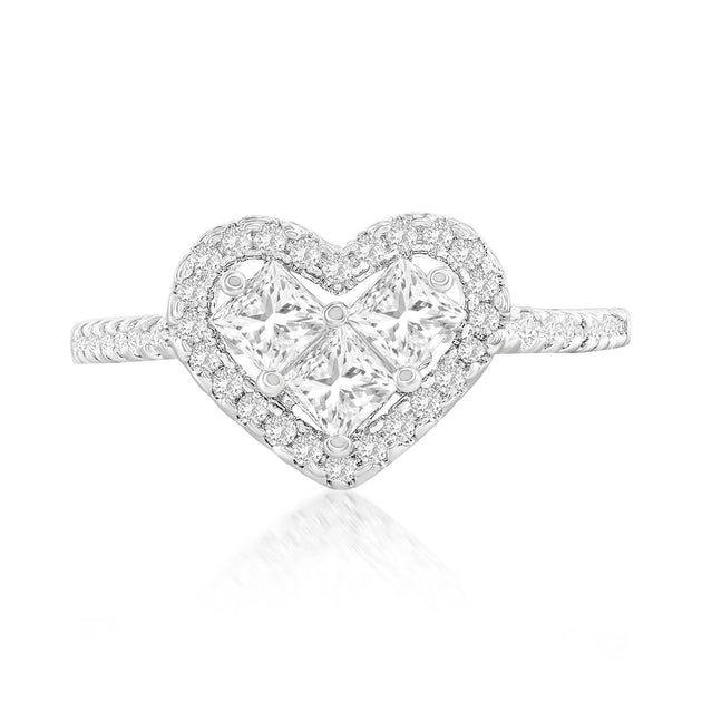 Donatello Gian Crystal Heart Ring Silver US 7 2