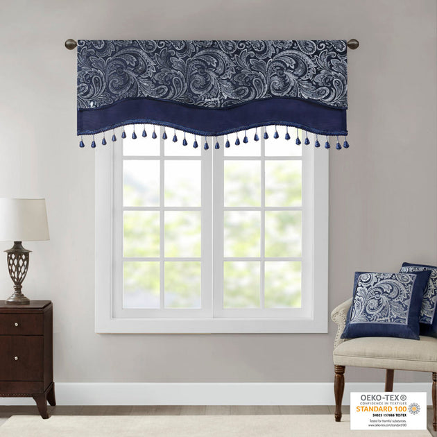 BreeBe Aubrey Rod Pocket Valance Navy 50x18in 4