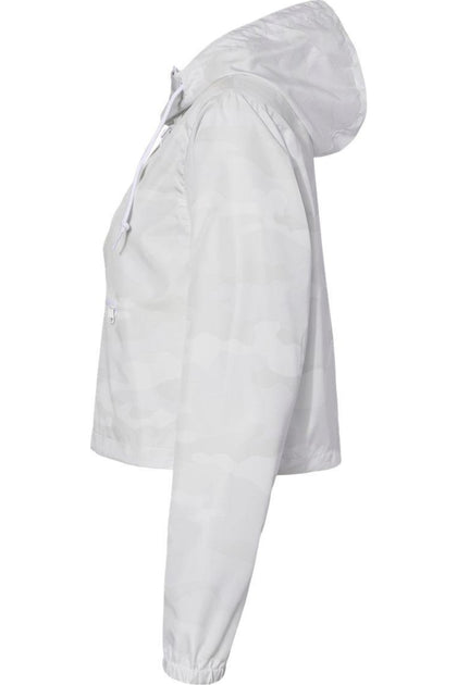 Independent Trading Co. Lightweight Quarter-Zip Pullover Crop Windbreaker White Medium 4
