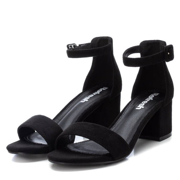 XTI Women Block Heel Suede Sandals Black US 10 4