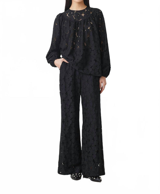 Suncoo Eyelet Wide Leg Pants Black XL 2