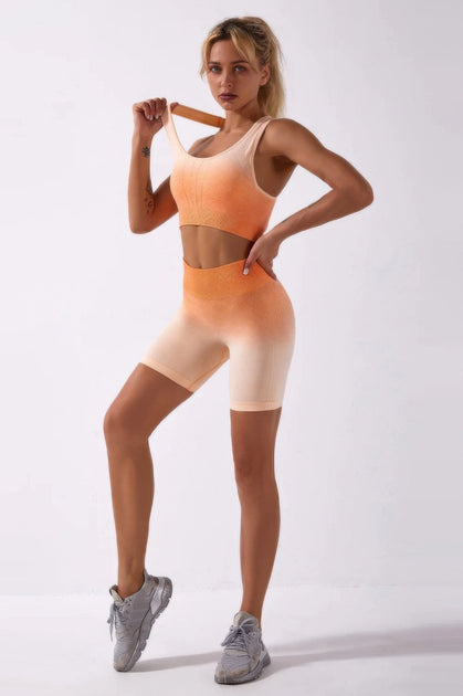 TRUEDAMES Ombre Seamless Two Piece Set Orange Medium 3